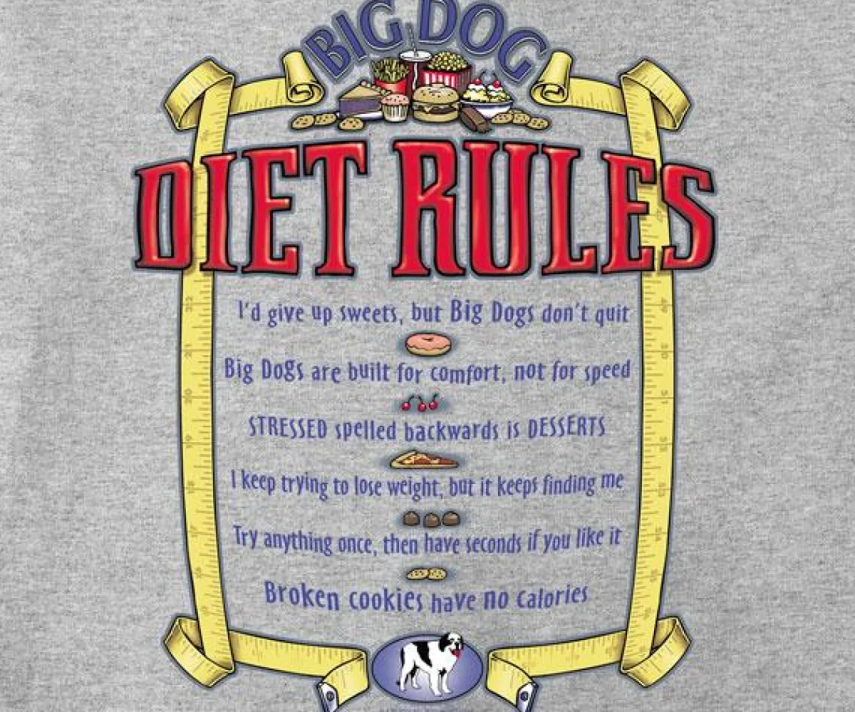 Big Dogs Humor|Big Dog Diet Rules T-Shirt