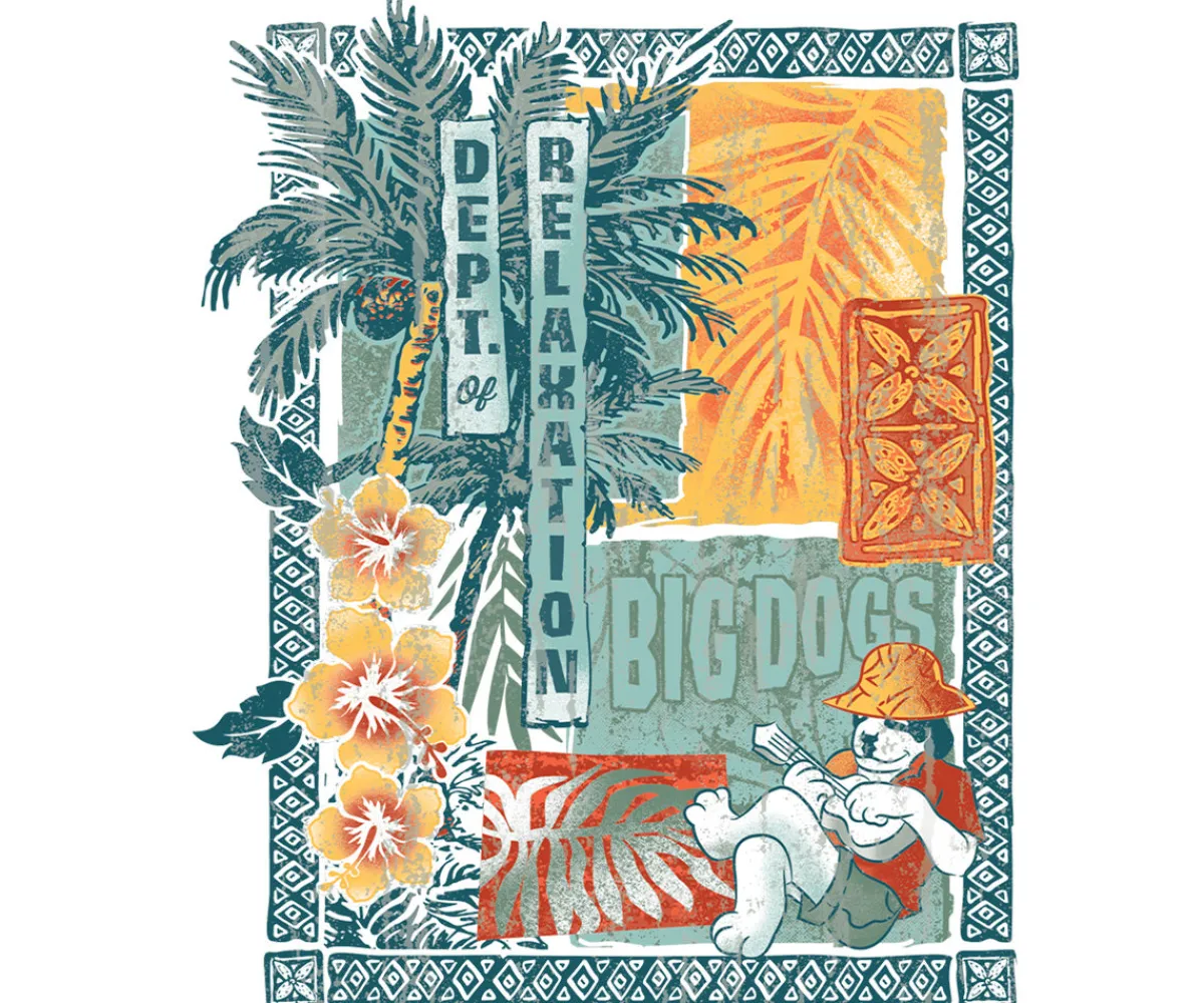 Big Dogs Dept Of Relaxation|DOR Palm Collage T-Shirt