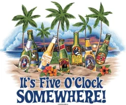 Big Dogs Food & Drink|Classic|Five O Clock Somewhere Beach T-Shirt