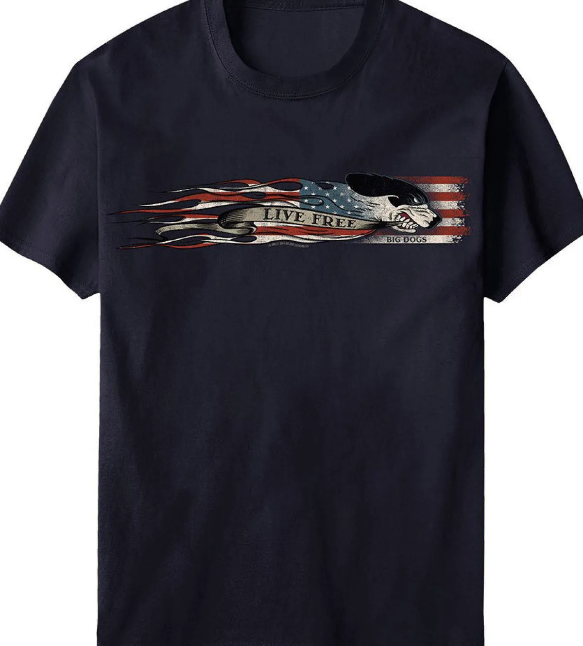 Big Dogs Patriotic|Chest Stripe|Live Free Chest Stripe T-Shirt