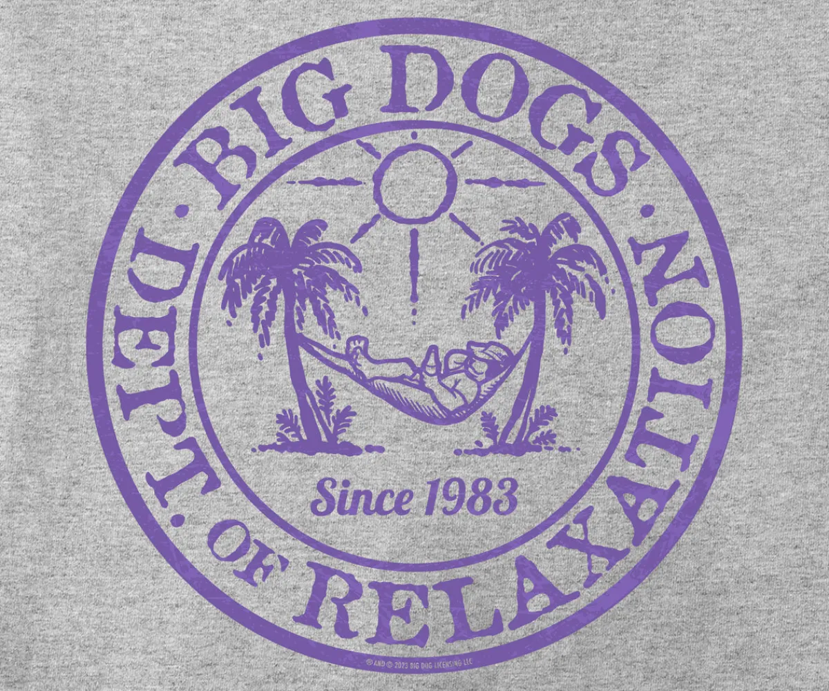 Big Dogs Dept Of Relaxation|Relaxation Badge Purple T-shirt