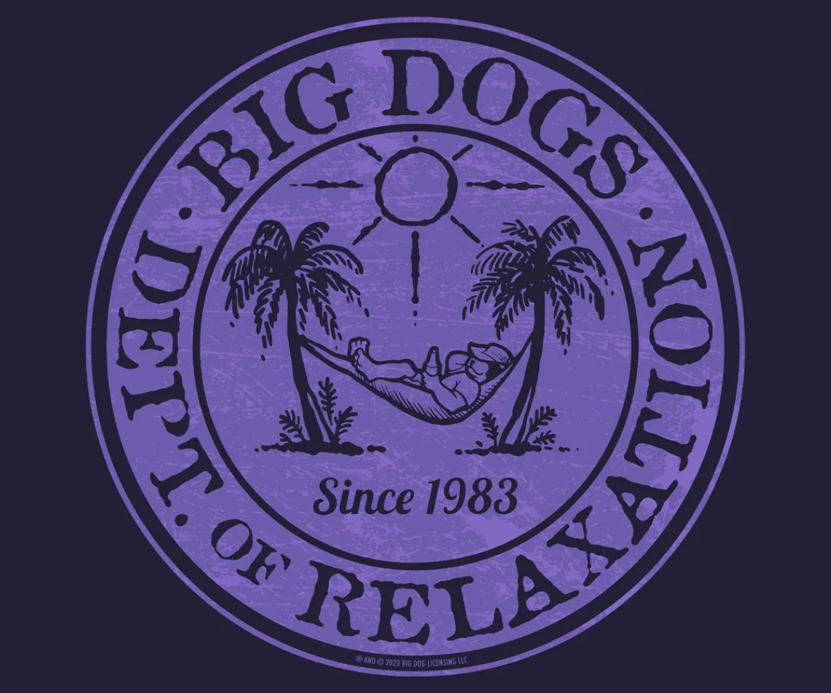 Big Dogs Dept Of Relaxation|Relaxation Badge Purple T-shirt